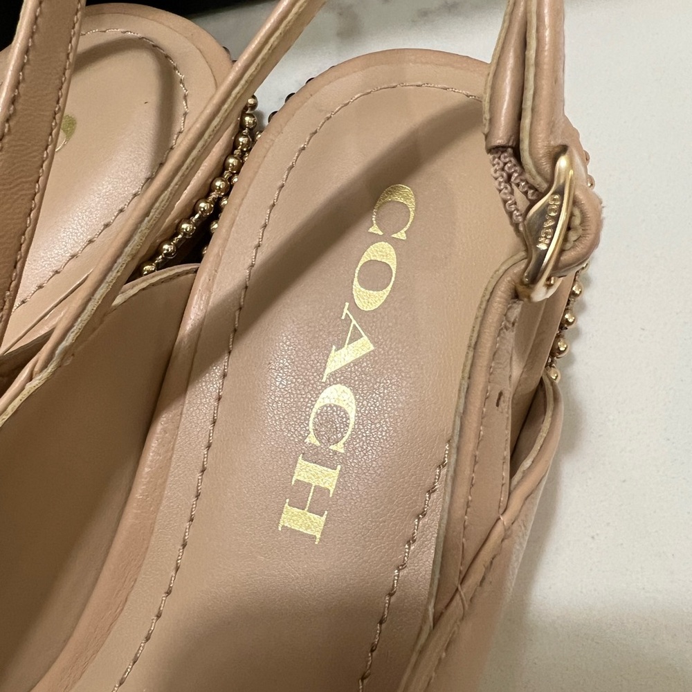 Coach Tan Leather Flats with Whipstitching - Picture 8 of 11